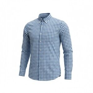 J. McLaughlin Mens Button Down Shirt Large Blue Gingham Check Long Sleeve Preppy